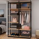 Ver imagem 3 de Closet Guarda Roupa Modulado 2 Peças 1 Cabid. Freijó/preto
