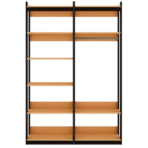 Closet Guarda Roupa Modulado 2 Peças 1 Cabid. Freijó/preto