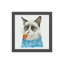 Ver imagem 1 de Quadro Quadrado Gatinho Marinheiro 20x20cm:Madeira branca