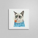 Ver imagem 2 de Quadro Quadrado Gatinho Marinheiro 20x20cm:Madeira branca