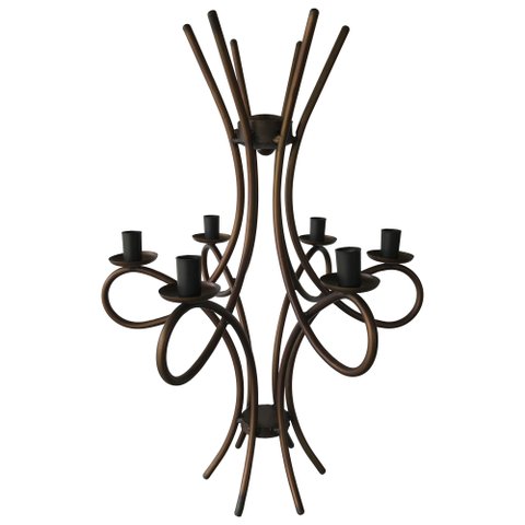 Lustre Curvy Artesanal Em Ferro Para Salas de Jantar e Varandas Libertas Rosas Artesanato Verniz