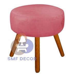 Puff Redondo Pés Palito Rosê SMF DECORR