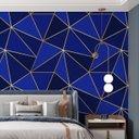 Ver imagem 1 de Kit 4 Rolos Papel de Parede Adesivo Zara Tons de Azul e Dourado - 3,0m