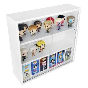 Expositor para Funko Pop Mdf (3 Vãos), Portas em Vidro, Branco - Dom Móveis