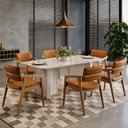 Ver imagem 2 de Mesa de Jantar 6 Lugares Retangular Tampo com Vidro 180cm Monet D05 Off White - Lyam Decor