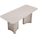 Ver imagem 7 de Mesa de Jantar 6 Lugares Retangular Tampo com Vidro 180cm Monet D05 Off White - Lyam Decor