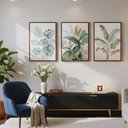 Ver imagem 3 de Kit 3 Quadros Folhagem Costela de Adão Botânico com Moldura:tabaco