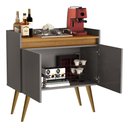 Ver imagem 3 de Aparador Buffet Sala Gold 2 Portas com Pés de Madeira Maciça Cinza/mel