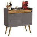 Ver imagem 1 de Aparador Buffet Sala Gold 2 Portas com Pés de Madeira Maciça Cinza/mel