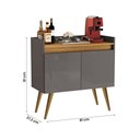 Ver imagem 4 de Aparador Buffet Sala Gold 2 Portas com Pés de Madeira Maciça Cinza/mel