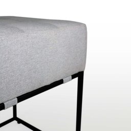 Puff Quadrado Estilo Industrial Alto para Sala em Linho - Bege Claro - 3 Puff Quadrado Estilo Industrial Alto para Sala em Linho - Bege Claro - 3