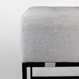 Puff Quadrado Estilo Industrial Alto para Sala em Linho - Bege Claro - 4 Puff Quadrado Estilo Industrial Alto para Sala em Linho - Bege Claro - 4