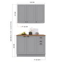 Ver imagem 3 de Cozinha Modulada 2 Peças Balcão com Tampo e Armário Aéreo 100% MDF com Rodapé Bari Cinza/Titanio Fosco