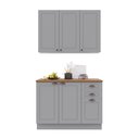 Ver imagem 2 de Cozinha Modulada 2 Peças Balcão com Tampo e Armário Aéreo 100% MDF com Rodapé Bari Cinza/Titanio Fosco