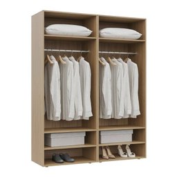 Guarda-roupa 2 Módulos 4 Portas 6 Prateleiras Frame Cabecasa madeiramadeira - 12