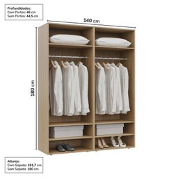 Guarda-roupa 2 Módulos 4 Portas 6 Prateleiras Frame Cabecasa madeiramadeira - 4