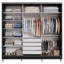 Ver imagem 5 de Guarda-Roupa Casal 100% MDF com Pés 3 Portas Preto Malta Madesa
