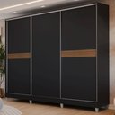 Ver imagem 1 de Guarda-Roupa Casal 100% MDF com Pés 3 Portas Preto Malta Madesa