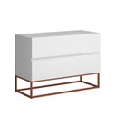 Ver imagem 2 de Mesa de Cabeceira Retrô Alto Padrão com 2 Gavetas Base Cobre:branco