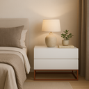 Ver imagem 1 de Mesa de Cabeceira Retrô Alto Padrão com 2 Gavetas Base Cobre:branco
