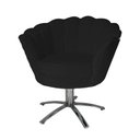 Ver imagem 2 de Poltrona Estofada Decorativa 1 Lugar Base Giratória de Metal Pétala Suede Preto - LM DECOR