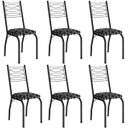 Ver imagem 1 de Kit 6 Cadeiras Aço Carbono Tubular Metálica Acabamento D-25 Luana Preto/preto Flor