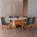 Ver imagem 1 de Mesa de Jantar Carolina Tampo 180cm MDF com Vidro Canto Copo e 6 Cadeiras Melissa