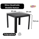 Ver imagem 4 de Mesa Quadrada Rattan Montavel Preta Plastico Plasnew
