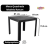 Mesa Quadrada Rattan Montavel Preta Plastico Plasnew - 4