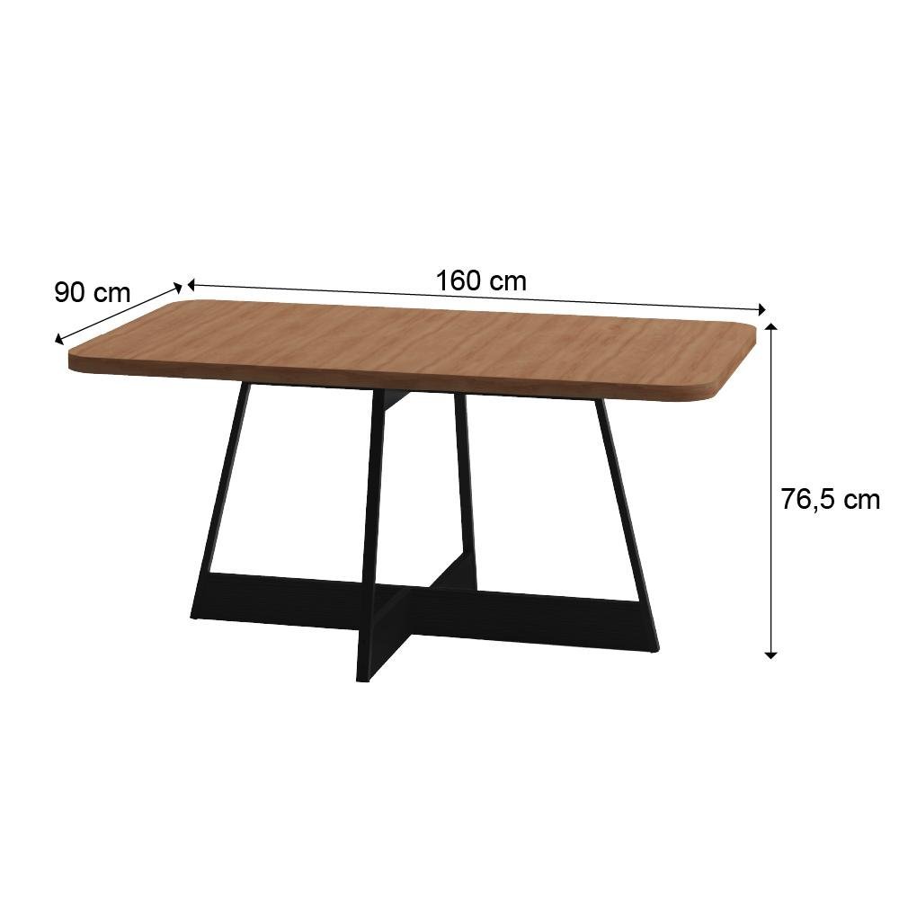 Mesa de Jantar Retangular 1,6 M Átria 1592 Carraro Nogal/preto - 2