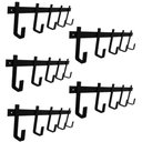 Ver imagem 1 de Kit 5 Cabideiros de Parede com 5 Ganchos em Aço Preto para Pendurar Roupas Mochilas Bolsas Guarda