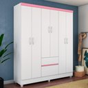 Ver imagem 2 de Guarda Roupa Casal Flex 6 Portas 2 Gavetas Flash II D02 Branco/Rosa/Branco - Mpozenato