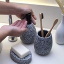 Ver imagem 2 de Porta Sabonete Liquido de Ceramica Granulado Cinza - Oikos