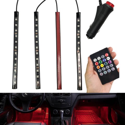 Barra Led Neon Carro Moto Musica Som 8 Cores RGB Controle Iluminaçao Decoraçao Enfeite AB MIDIA MC10
