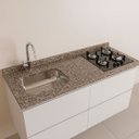 Ver imagem 1 de Pia de Cozinha Granito Ocre Corte Cooktop e Cuba Inox 120cm: Ocre