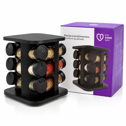 Conj Porta Condimentos de Vidro Giratorio c/12 Potes de 85ml - CM4