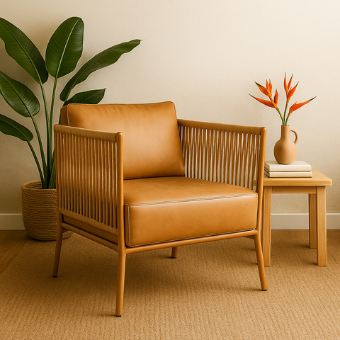 Poltrona Corda Náutica Marrom Ocre Sala Varanda Estar Hall