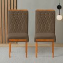 Ver imagem 2 de Kit 2 Cadeiras Estofadas de Jantar Azaléia - Mdf em Veludo Pés em Madeira - Vintage Decor - Marrom