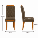 Ver imagem 3 de Kit 2 Cadeiras Estofadas de Jantar Azaléia - MDF em Veludo Pés em Madeira - Vintage Decor - Marrom