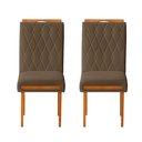 Ver imagem 1 de Kit 2 Cadeiras Estofadas de Jantar Azaléia - Mdf em Veludo Pés em Madeira - Vintage Decor - Marrom