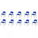 Ver imagem 1 de Kit 10 Cadeira Iso Infantil Creche, Base Cinza Azul
