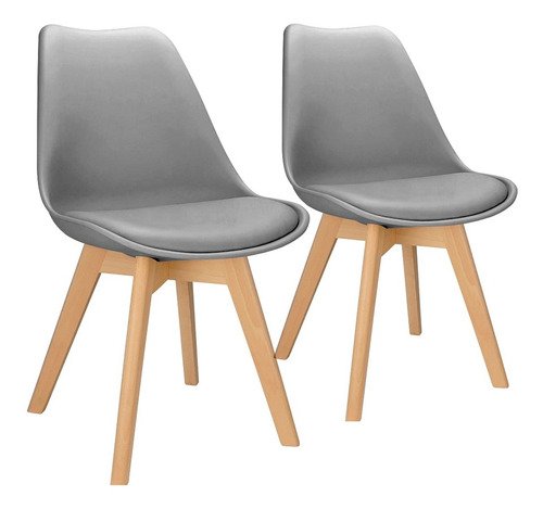 2x Cadeira Charles Eames Leda Design Wood Estofada Base Madeira Cinza - 8