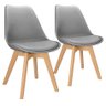 2x Cadeira Charles Eames Leda Design Wood Estofada Base Madeira Cinza - 1