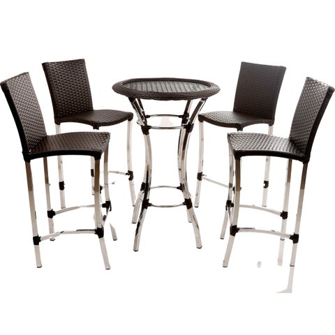 Conjunto de Banquetas e Bistrô em Alumínio para Edícula, Cozinha, Salão - Tabaco
