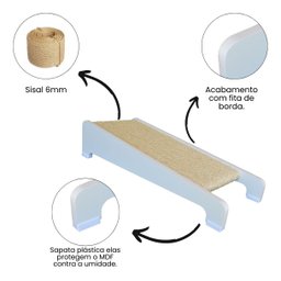 Arranhador de Gato Mdf Inclinado Sisal - Branco - 4