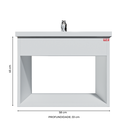 Ver imagem 2 de Gabinete Banheiro Madeira Pia Mármore Sintético 60 Cm Mdf Branco