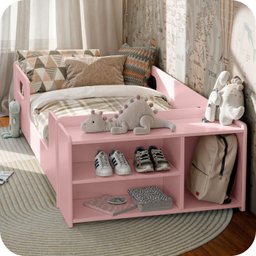 Mini Cama Infantil Montessoriana Aconchego com Nicho e Colchão:rosa - 5