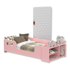 Mini Cama Infantil Montessoriana Aconchego com Nicho e Colchão:rosa