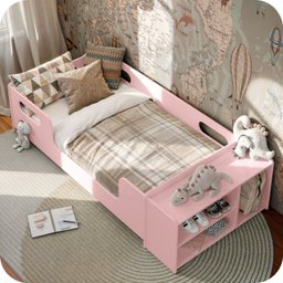 Mini Cama Infantil Montessoriana Aconchego com Nicho e Colchão:rosa - 2
