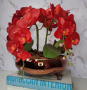 Ver imagem 1 de Arranjo Com 4 Orquídeas Vermelha Vaso Cobre 28cm